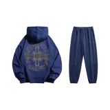 Комплект (Темно-синий с длинным рукавом + темно-синие штаны)