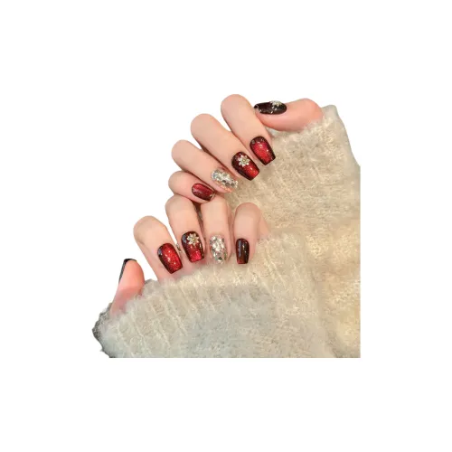 Yun Yue Joe Handcrafted False Nail Короткий LADDER Винтажный красный Jump Цвет Flashing