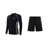 Set (Черный узор Синий панелированный Топ + Крутой черный Низ)