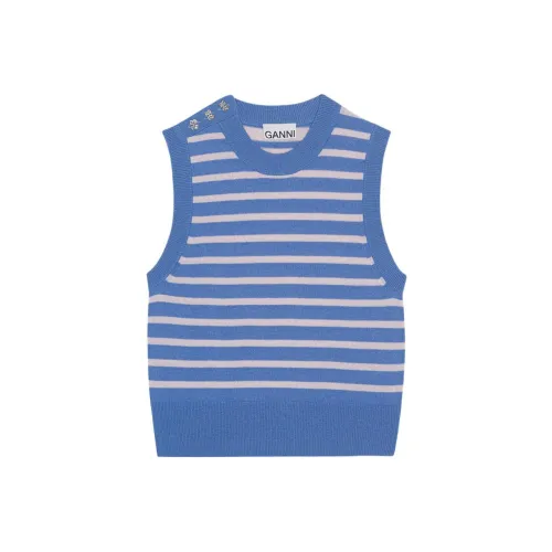 GANNI FW23 Майка Женская Серебряный Озерно-Синий