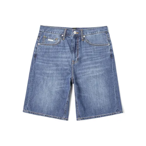 Lee совместный бренд SS25 Джинсовые шорты Мужские Средне-синие