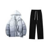 Имитация двухслойности Комплект (Серый Белый Топ + Черные Штаны)