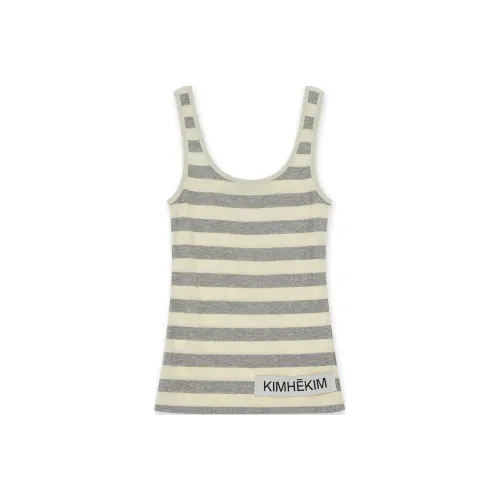 KIMHEKIM SS24 Striped Jersey Без рукавов Топ Майка Женские GREY Серый
