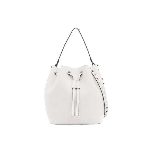 Valentino Rockstud Кожа Ведрообразная Сумка Сумка на одно плечо Женская Белая