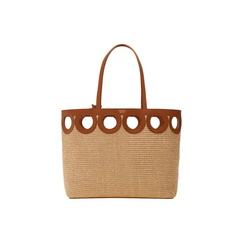 FERRAGAMO Телячья кожа Тоут Сумка Сумка для покупок Сумка Сумка через плечо Большая Женская Кость и Бежевый