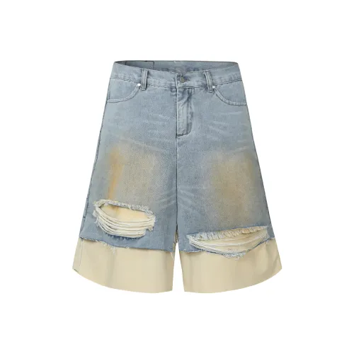 HARSH AND CRUEL Джинсовые шорты Унисекс Выстиранный синий