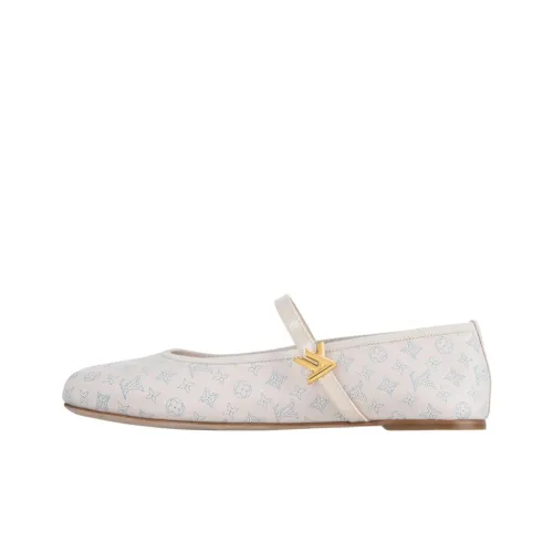 LOUIS VUITTON Romy Плоская подошва Туфли Мэри Джейн Женские Молочно-белые