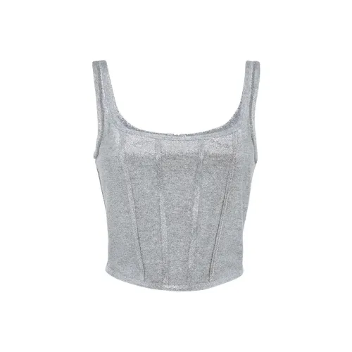 BRUNELLO CUCINELLI SS24 Майка Женская Серебряная