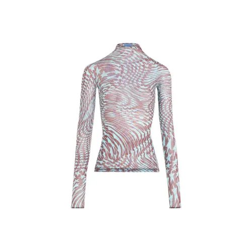 Mugler Синие Коричневые Женские Т-рубашки