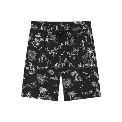 DEGAIA Пляжные шорты Мужские Черные Растения