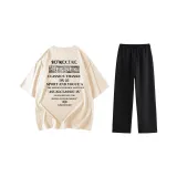 Комплект одежды (Абрикосовая короткая футболка с коротким рукавом + черные штаны)