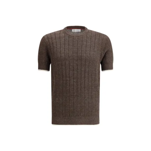 BRUNELLO CUCINELLI Коричневый Мужской T-рубашки