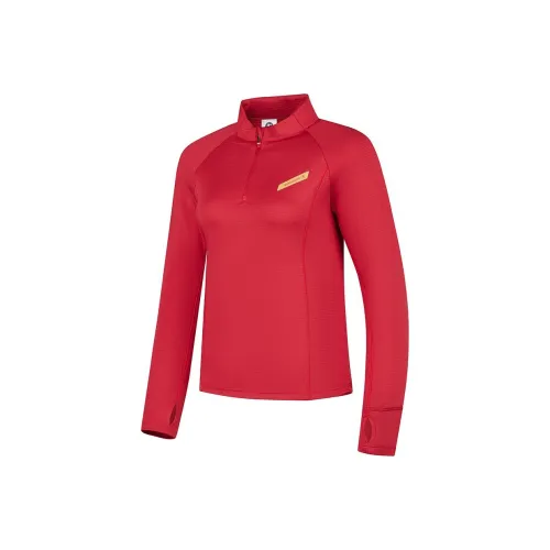 QIAODAN Беговая футболка женская винтажная настоящий красный