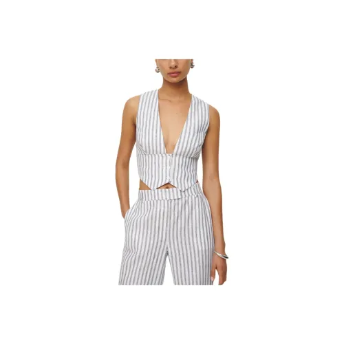 REFORMATION Sofia Укороченный льняной топ-жилет с антибактериальными полосами женские