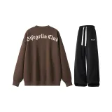 Комплект [Коричневый круглый вырез свитшот + черные штаны]