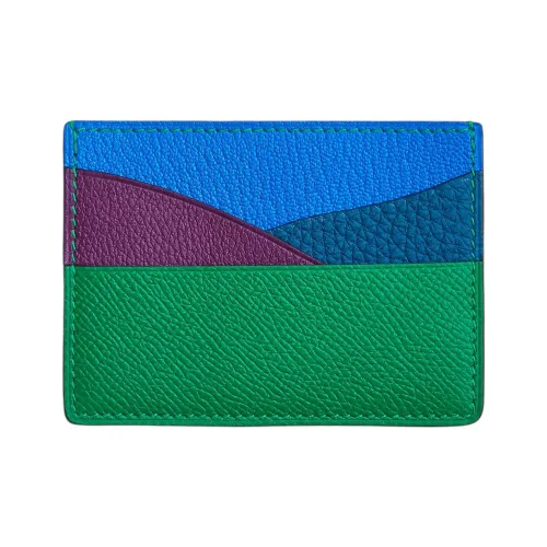 HERMES HISTOIRE NATURELLE Картхолдер из овчины Унисекс Зеленый и Синий