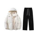 Thickened и Fleece-Lined Set (Ecru Top + Black Fleece-Lined Pants)  
Утолщенный и с флисовой подкладкой комплект (Топ экрю + черные штаны с флисовой подкладкой)