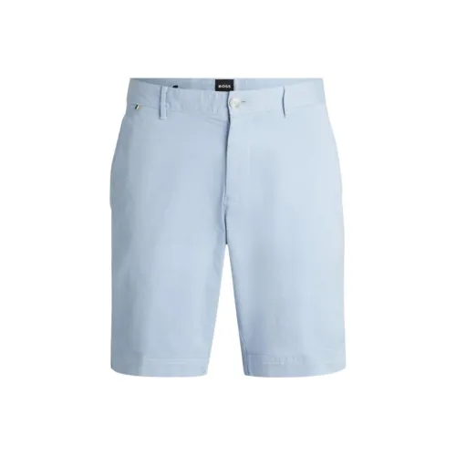 Hugo Boss SS24 Slim Fit Шорты из эластичного хлопка-твилла Повседневные мужские шорты Светло-синие