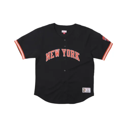 MITCHELL NESS SS25 ON THE CLOCK Сетка Пуговица Передняя часть T-Рубашка Унисекс Черный