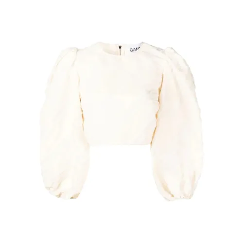 GANNI Бежево-желтые Женские Короткие Топы