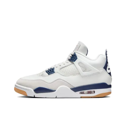 Jordan Air Jordan 4 Винтажные Баскетбольные Кроссовки MID Топ Белый Синий Унисекс