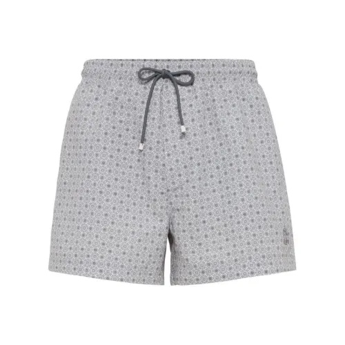 BRUNELLO CUCINELLI SS24 Пляжные шорты Мужские Серые