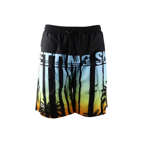 Подкладка Пляжные шорты Мужские Неоново-голубой цветок