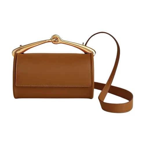 HERMES Maximors Swift Телячья кожа Цилиндрическая сумка Сумка Женская 37 Золотисто-коричневый