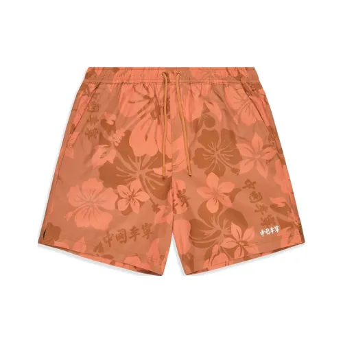 LINING Li NING X Лига Легенд Pool Вечеринка Co Branded Series Осенний Magnolia Orange Полный принт Комбинация Унисекс Повседневные шорты