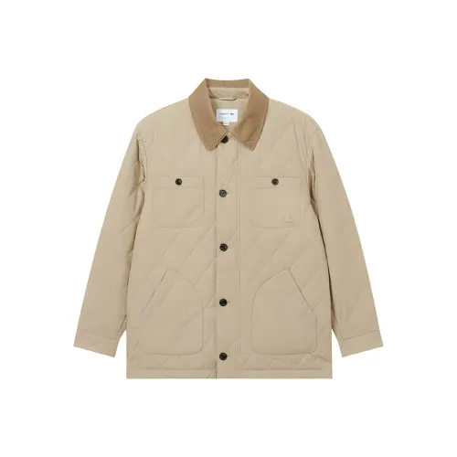 LACOSTE Хлопковый пуховик Мужской Молочный кофейный