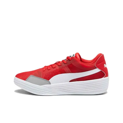 PUMA Clyde All Pro Slip Resistant Abrasion Resistant Низкий Топ Баскетбольные Кроссовки Мужские Красный Белый