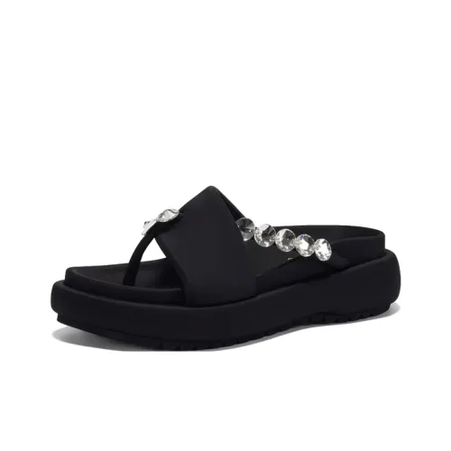 MXGM Rhinestone Abrasion-resistant Slippers Resistant Women's Black