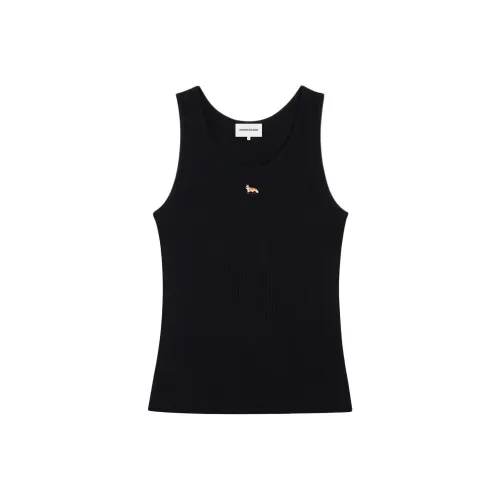 Maison Kitsune BABY FOX Series Женские майки черного цвета
