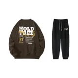 Комплект (Кофейно-коричневая рубашка с длинным рукавом + черные штаны)