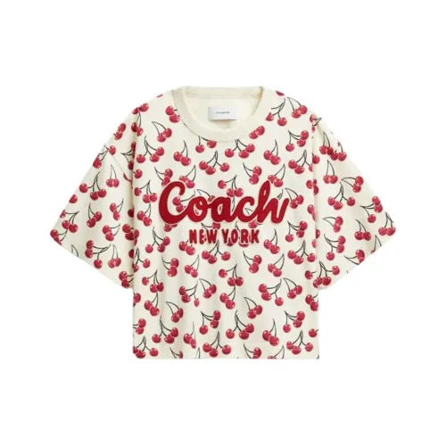 COACH FW24 T Рубашка Женская Красная Многоцветная