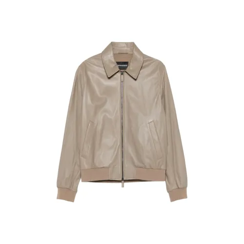 EMPORIO ARMANI SS25 Кожаная куртка мужская песочно-желтый цвет