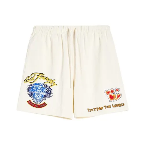 Ed Hardy Айвори Белый Мужские Повседневные Шорты
