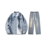Set (Denim Jacket Blue + Vintage Blue Jeans)  
Комплект (Куртка из денима синего цвета + Джинсы винтажного синего цвета)