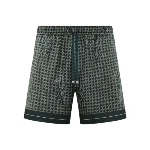 AMIRI Staggard AMIRI Гусиная лапка Шелковые Короткие Повседневные Шорты Мужские Зеленые