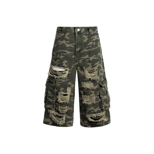 KEIRANDUN Джинсовые шорты Унисекс Камуфляж