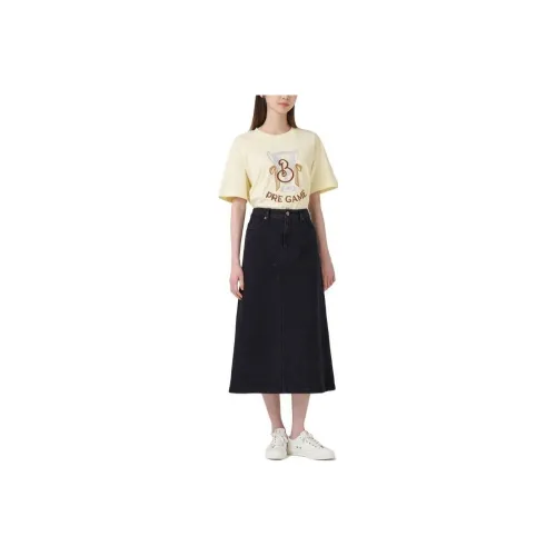 BEANPOLE Темно-серый Женские джинсовые длинные юбки