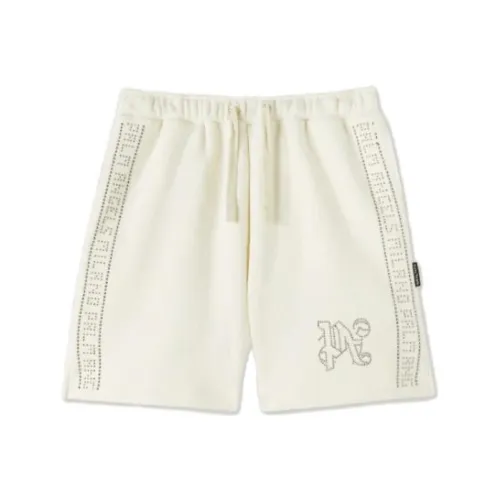 PALM ANGELS FW23 Монограмма Stud Свитшот Шорты Повседневные Мужские Бежевые