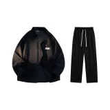 Повседневный комплект (Черный топ + Черные повседневные штаны)