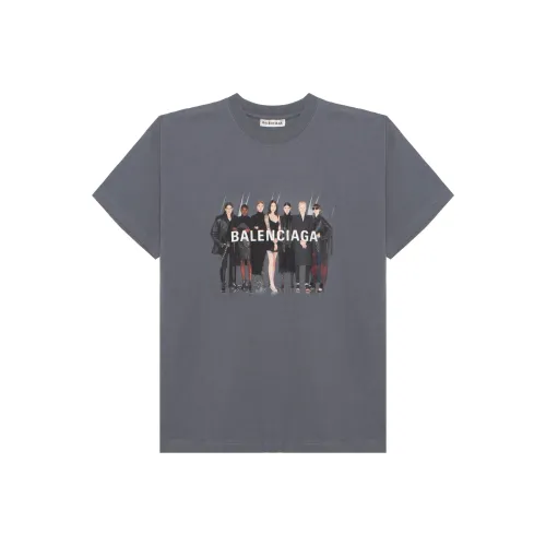 Balenciaga Т-рубашка с оборванным рукавом женская серая