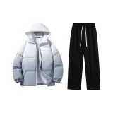 Hooded Set (Gray White Top + Black Pants)  
С капюшоном Комплект (Серый Белый Топ + Черные Штаны)