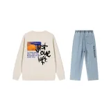 Комплект (Хаки топ + Светло-синие штаны)