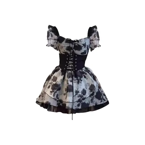 CANTALOVE Короткое платье с короткими рукавами женское черное