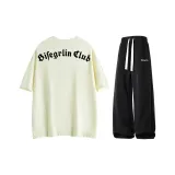 Комплект одежды [Абрикосовая короткая футболка с коротким рукавом + черные штаны]