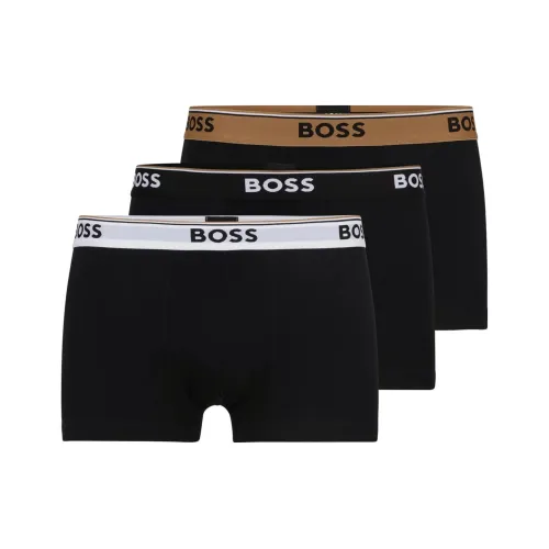 Hugo Boss THREE Пачка OF Эластичный хлопок Транкс с логотипом на поясе Боксеры Мужской 3 шт