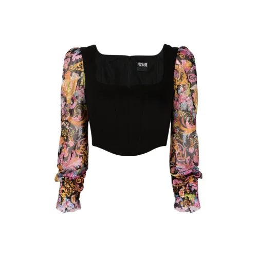 VERSACE JEANS COUTURE Длинный рукав Т-рубашка Женская Черная